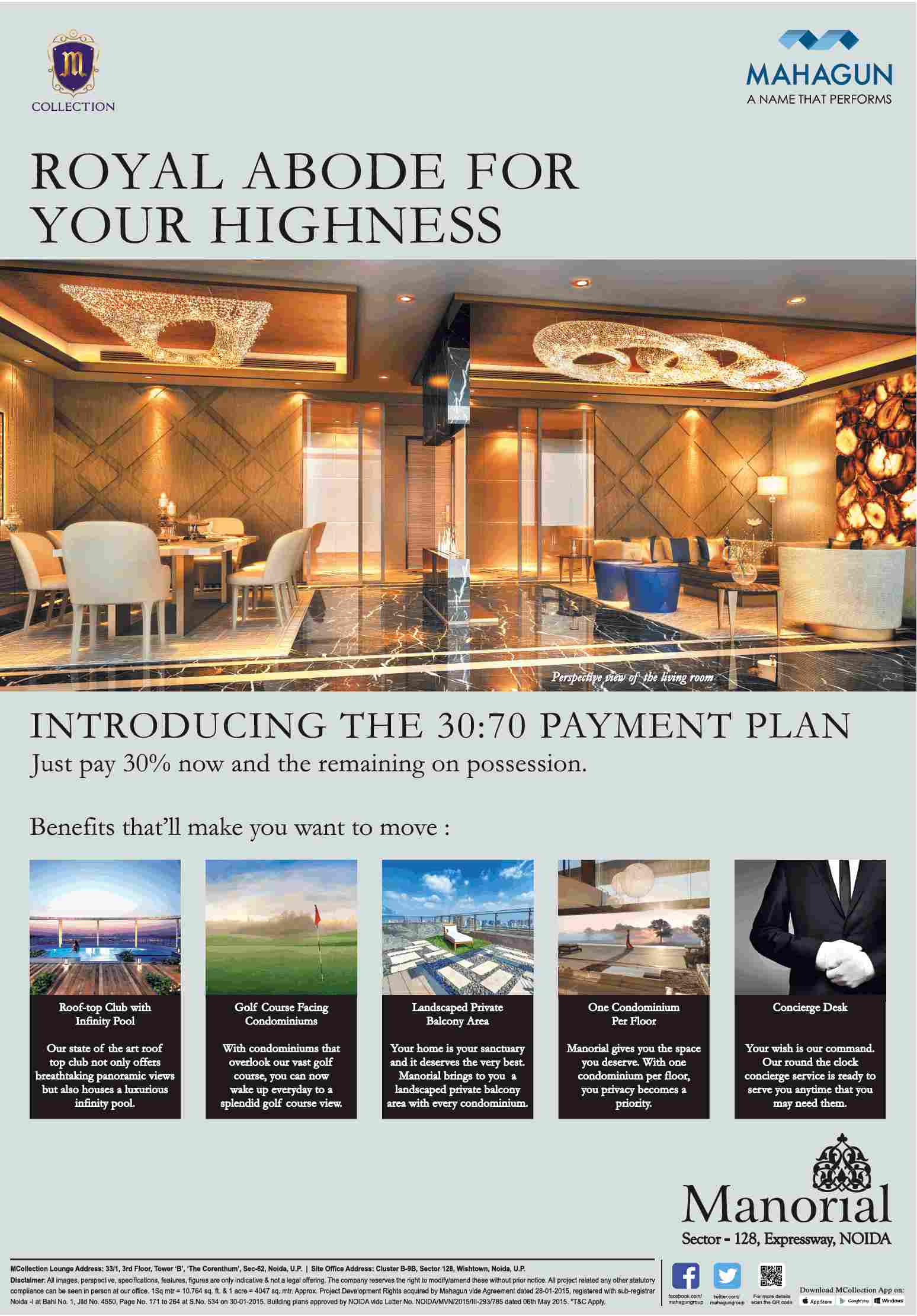 Introducing the 30:70 payment plan at Mahagun Manorial in Noida